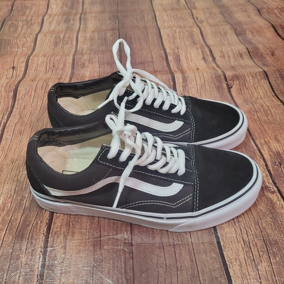 Vans Shoes - Vans Womens Shoe Black 8 Old Skool Sneakers Lace Up Solid Print Suede Canvas